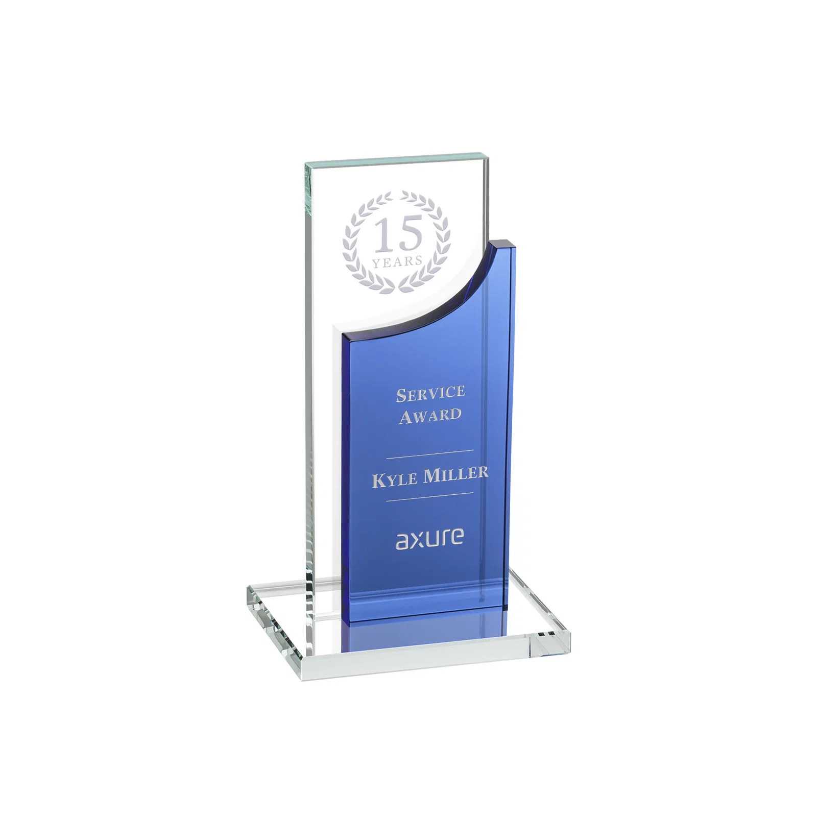 Custom Optical Crystal Award with Clear and Colored Double Pane, awards for volunteer appreciation