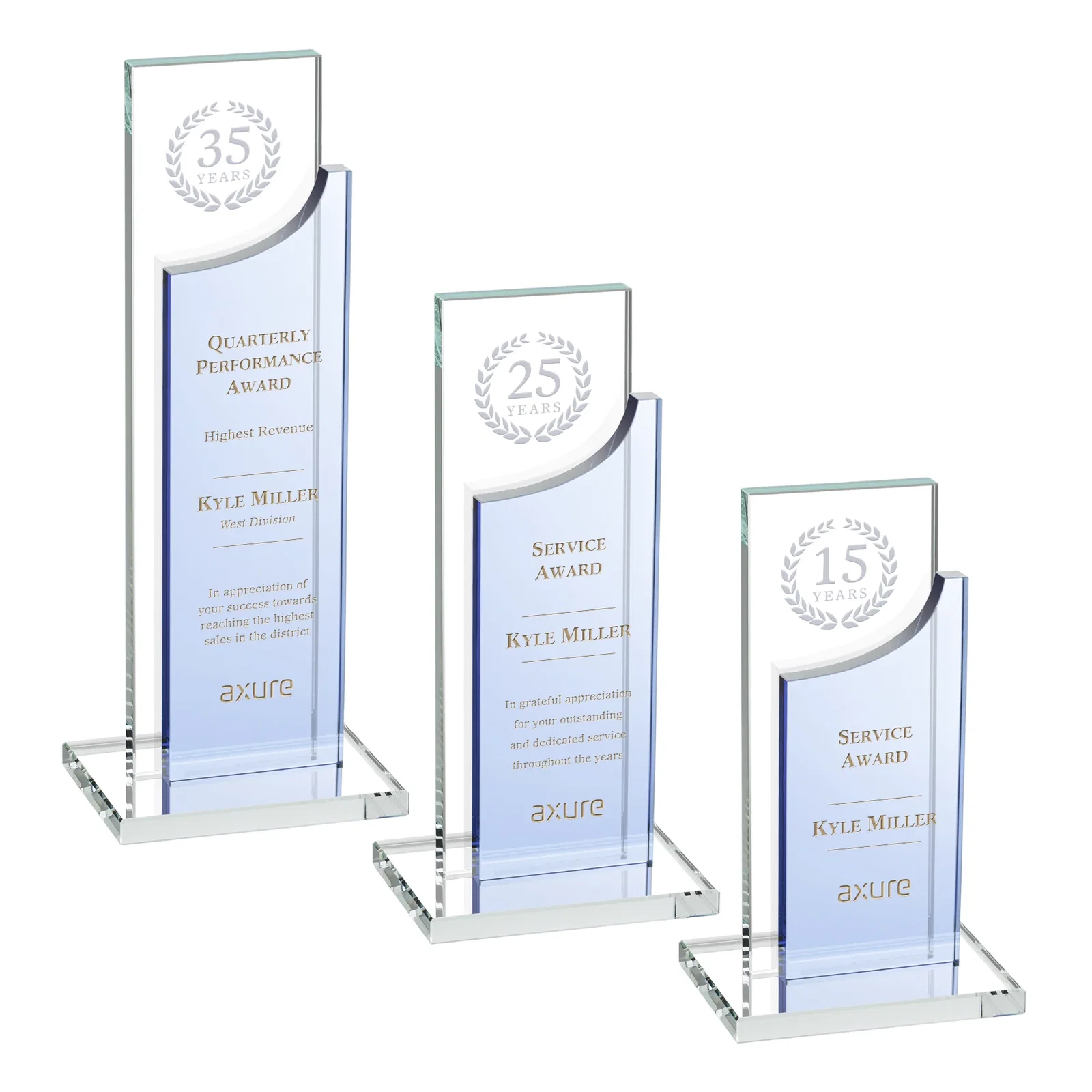 Personalized Optical Crystal Award with Clear and Colored Double Pane, awards for employee recognition