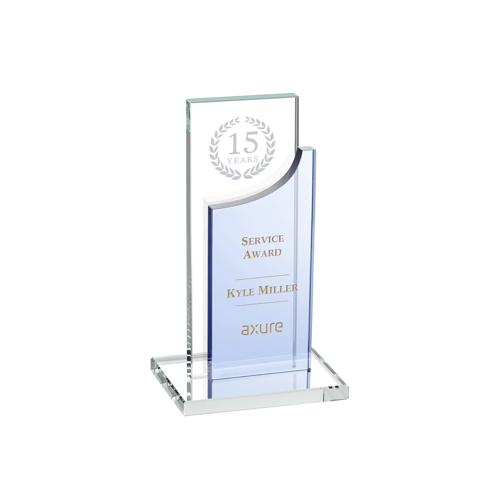 Personalized Optical Crystal Award with Clear and Colored Double Pane, awards for corporate award ceremonies
