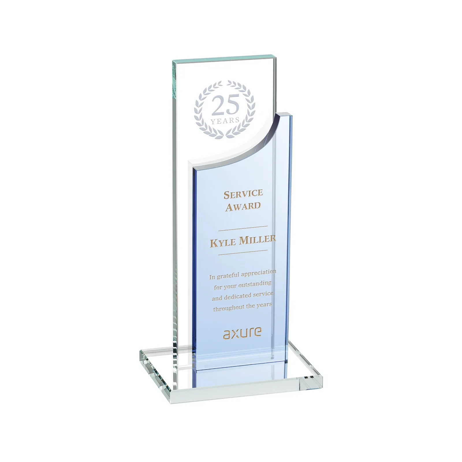 Personalized Optical Crystal Award with Clear and Colored Double Pane, awards for service anniversary gifts