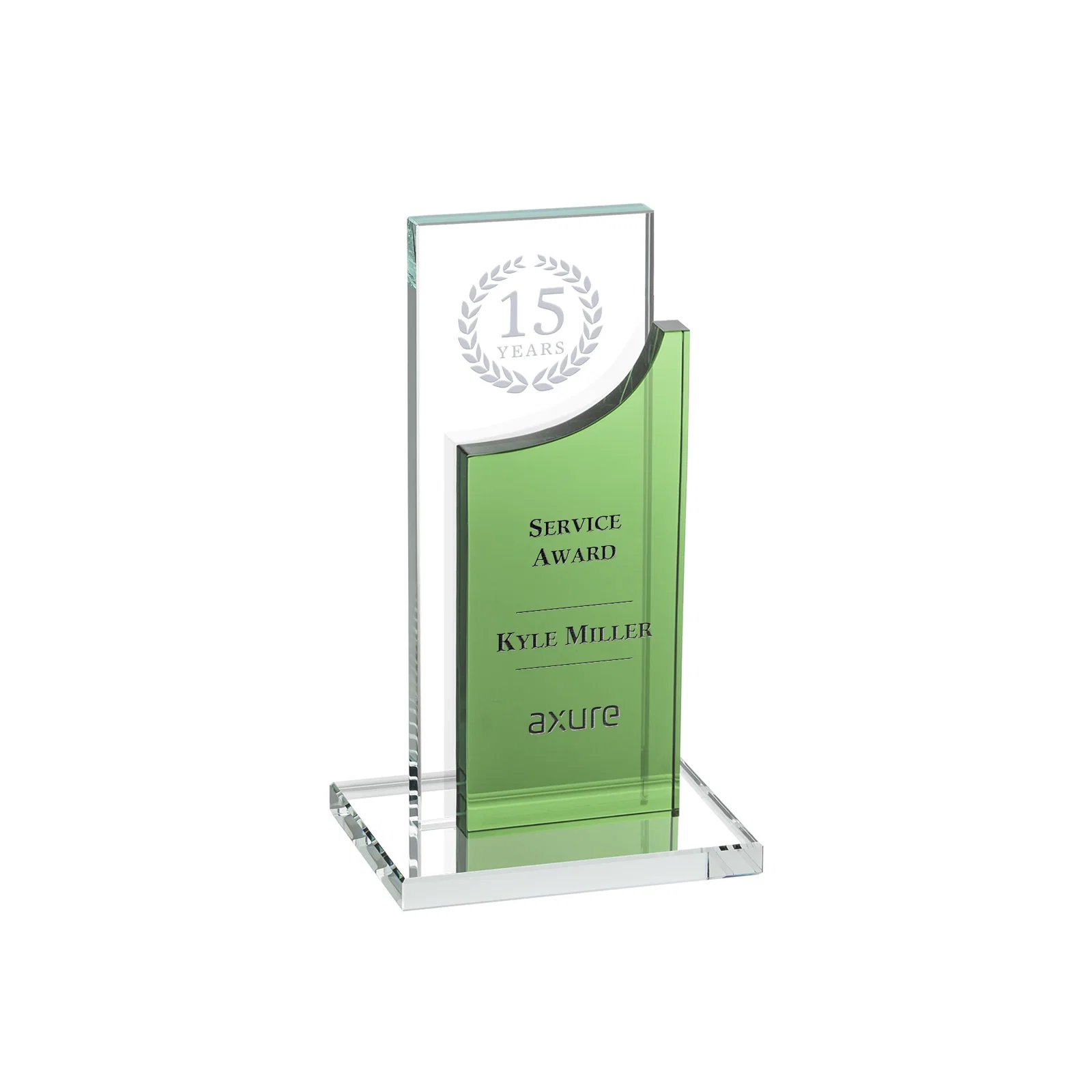 Custom Optical Crystal Award with Clear and Colored Double Pane, awards for corporate award ceremonies