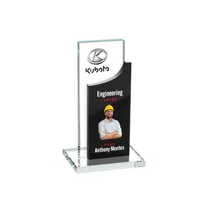 Optical Crystal Award with Clear and Colored Double Pane