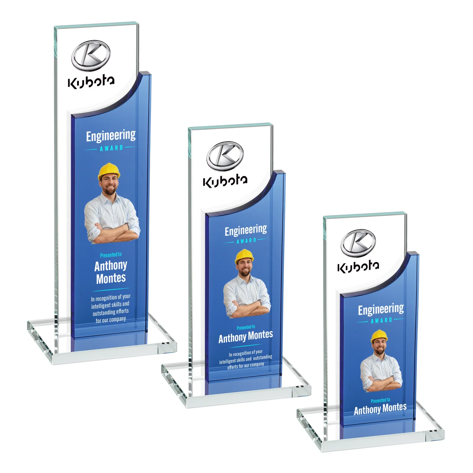 Promotional Optical Crystal Award with Clear and Colored Double Pane, awards for employee recognition