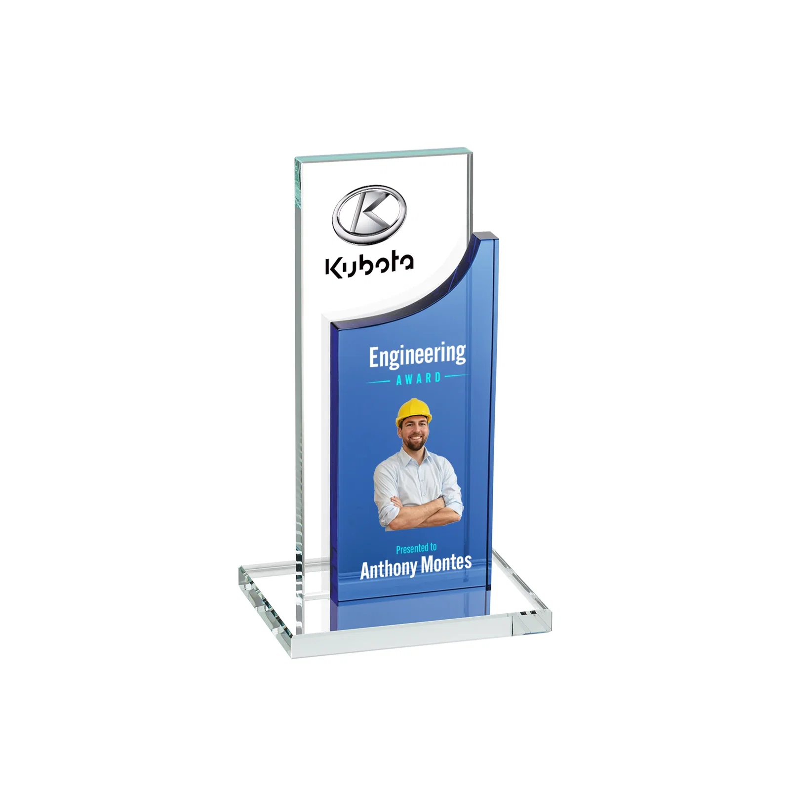 Promotional Optical Crystal Award with Clear and Colored Double Pane, awards for corporate award ceremonies