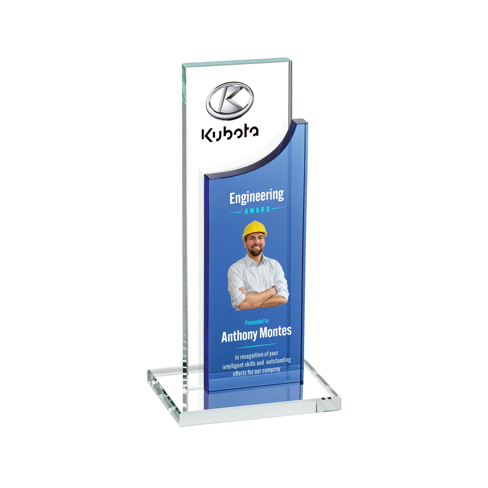 Promotional Optical Crystal Award with Clear and Colored Double Pane, awards for service anniversary gifts