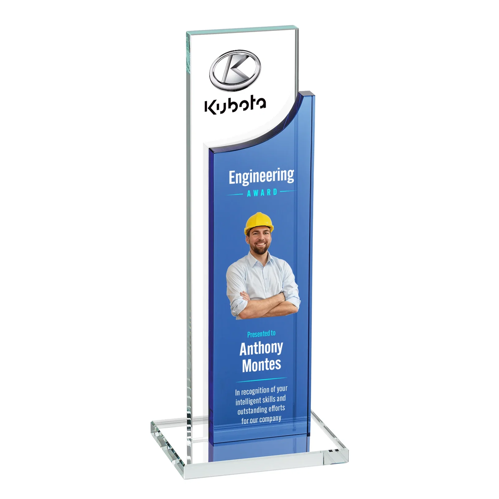 Promotional Optical Crystal Award with Clear and Colored Double Pane, awards for sales achievement awards