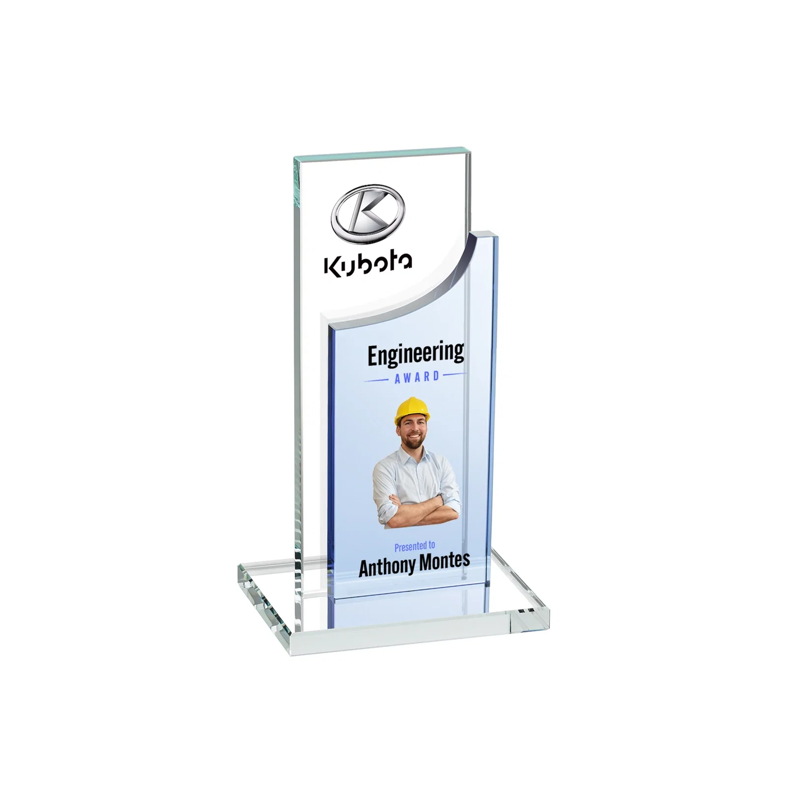 Promotional Optical Crystal Award with Clear and Colored Double Pane, awards for team milestone celebrations
