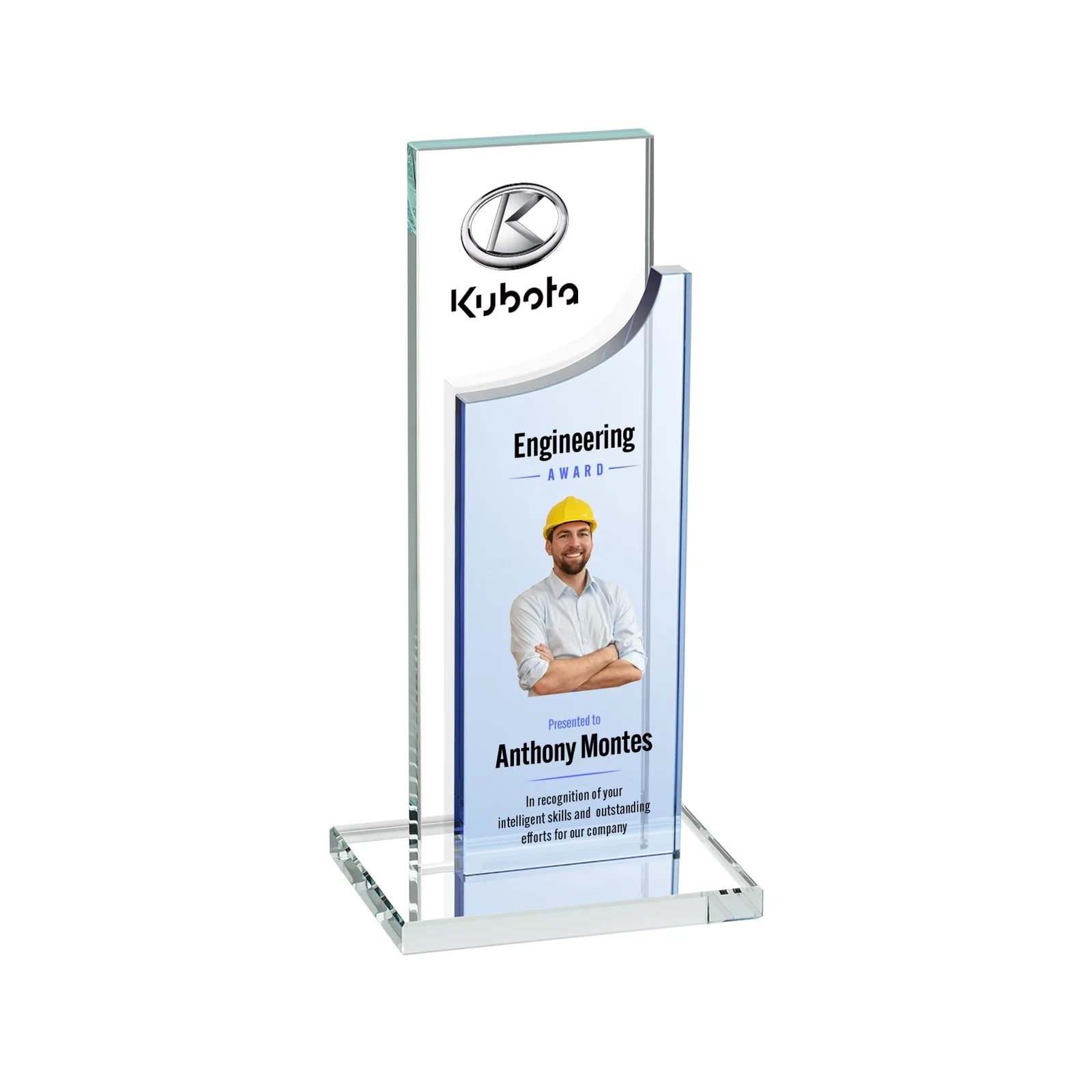 Promotional Optical Crystal Award with Clear and Colored Double Pane, awards for donor appreciation