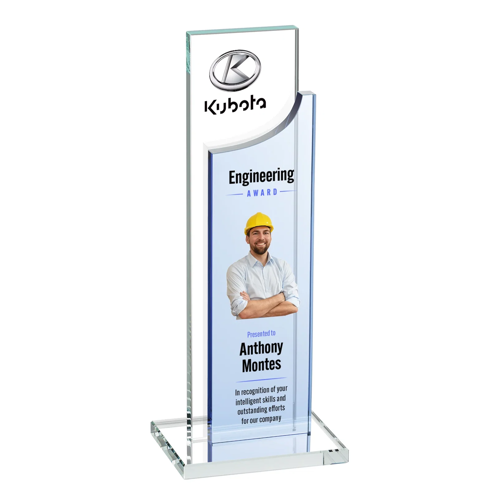 Promotional Optical Crystal Award with Clear and Colored Double Pane, awards for graduation ceremonies
