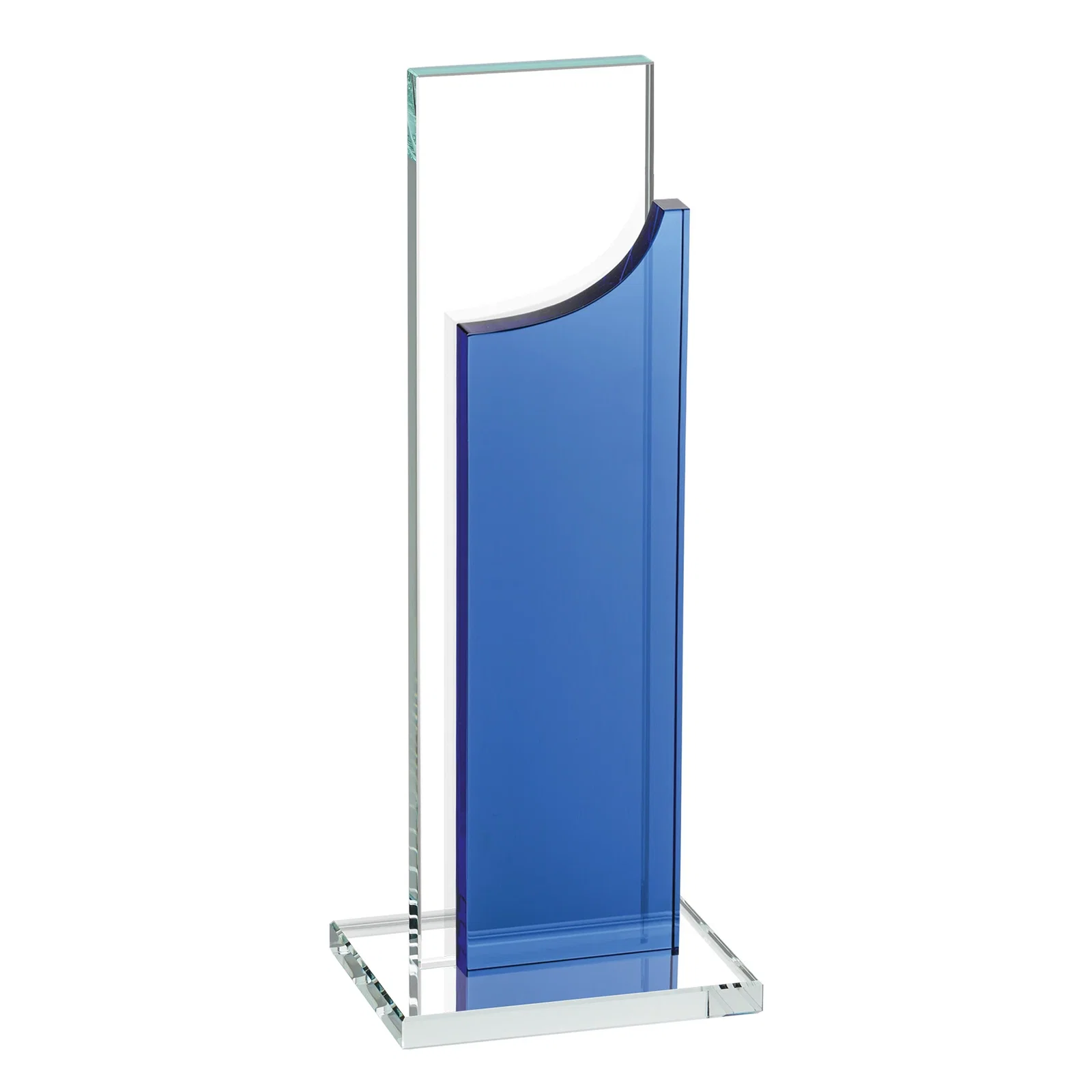 Branded Optical Crystal Award with Clear and Colored Double Pane, awards for retirement presentations