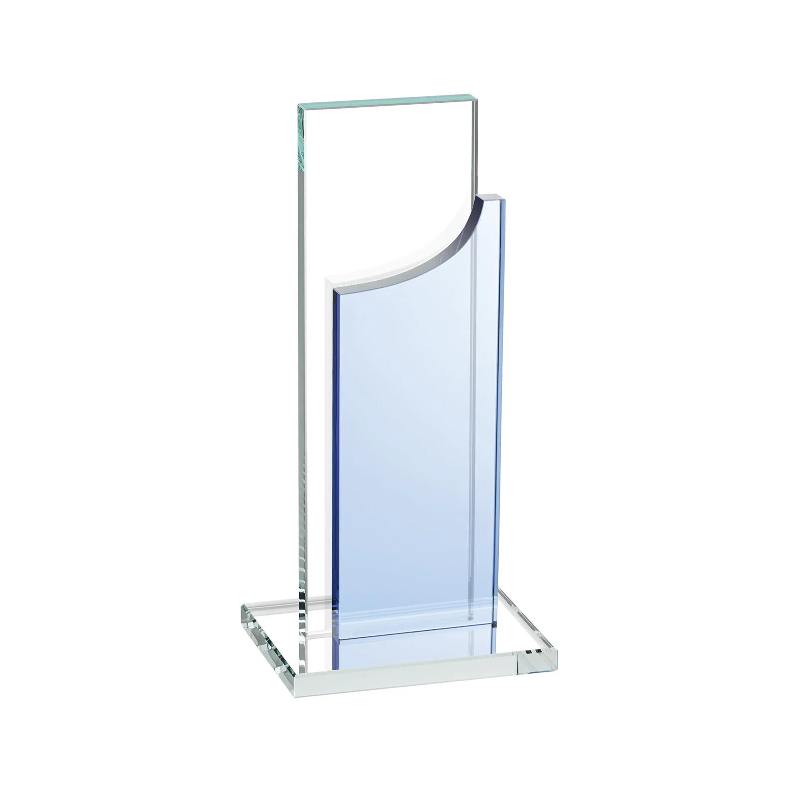 Branded Optical Crystal Award with Clear and Colored Double Pane, awards for donor appreciation