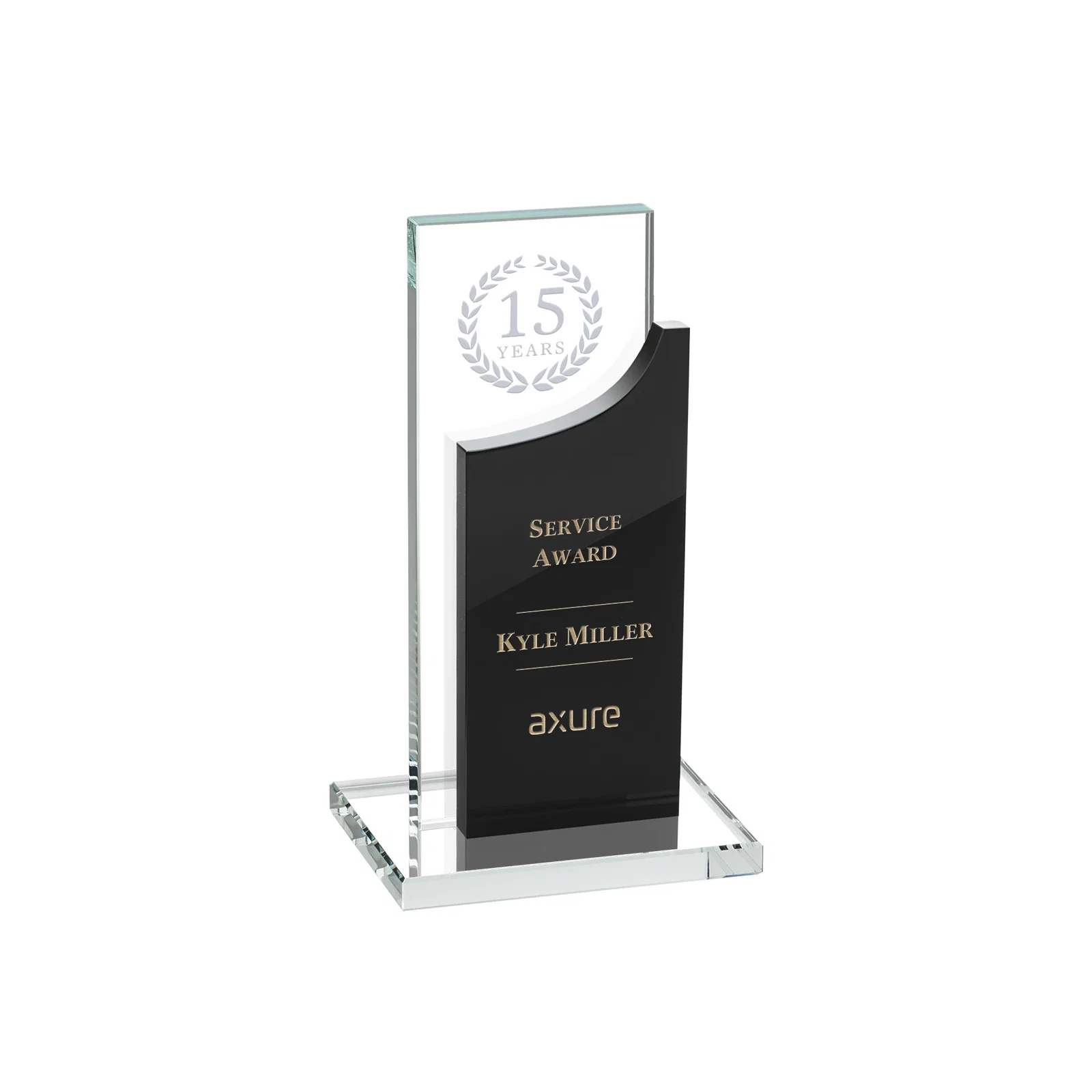 Custom Optical Crystal Award with Clear and Colored Double Pane, awards for team milestone celebrations