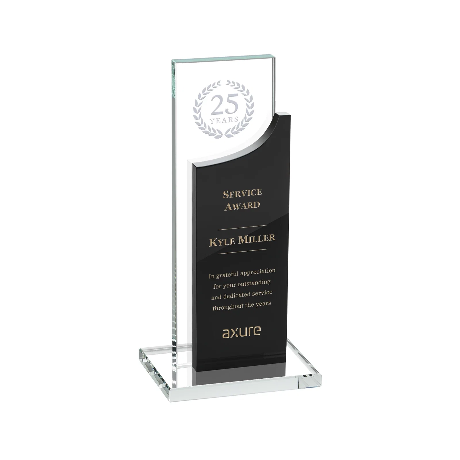 Custom Optical Crystal Award with Clear and Colored Double Pane, awards for donor appreciation