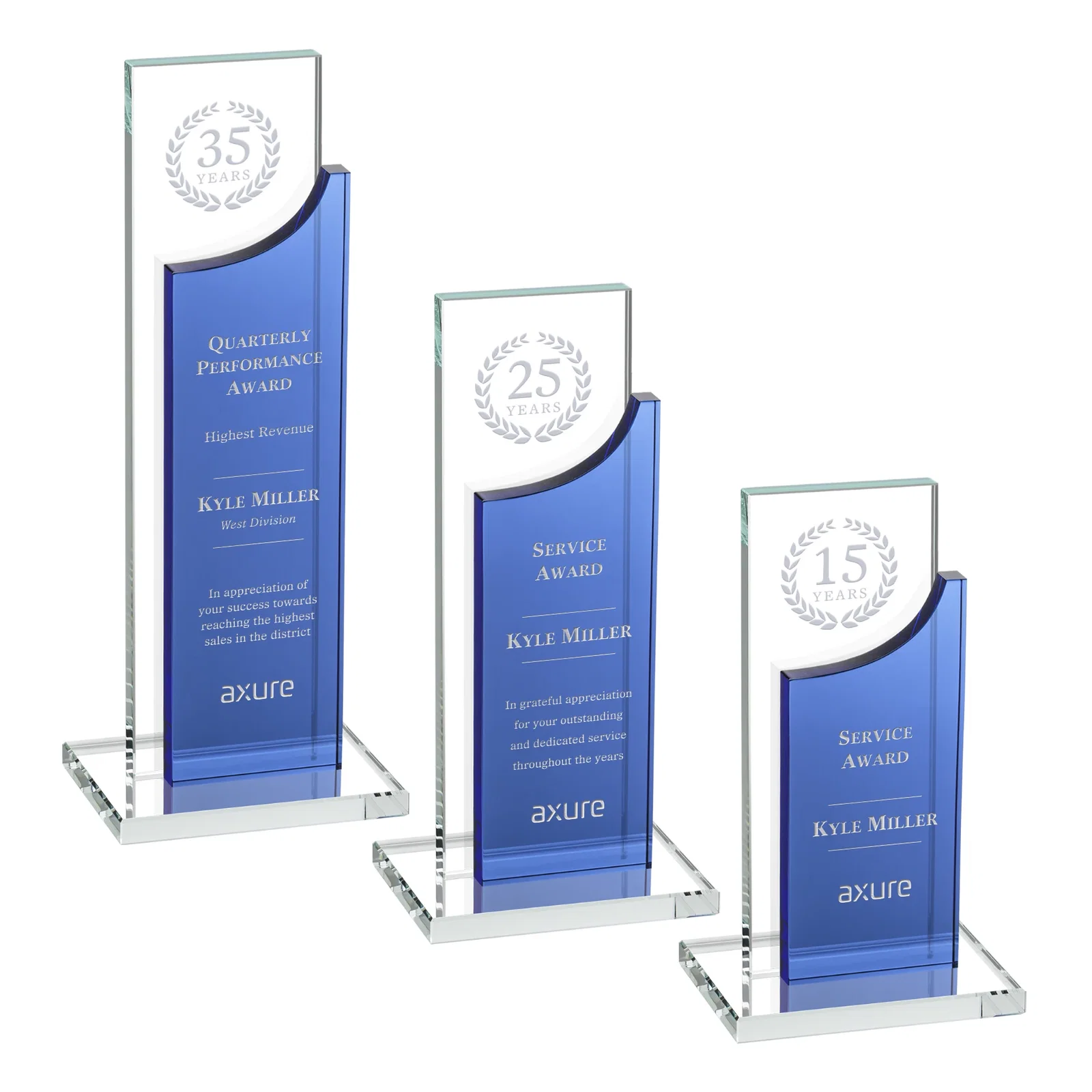 Custom Optical Crystal Award with Clear and Colored Double Pane, awards for safety achievement programs