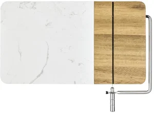 Personalized Marble Acacia Cheese Board w/ Cheese Slicer