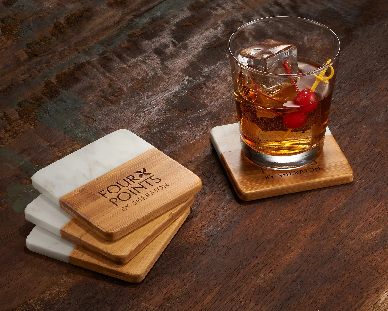Customized Marble and Bamboo Coaster Set (4 Pieces) — view 13
