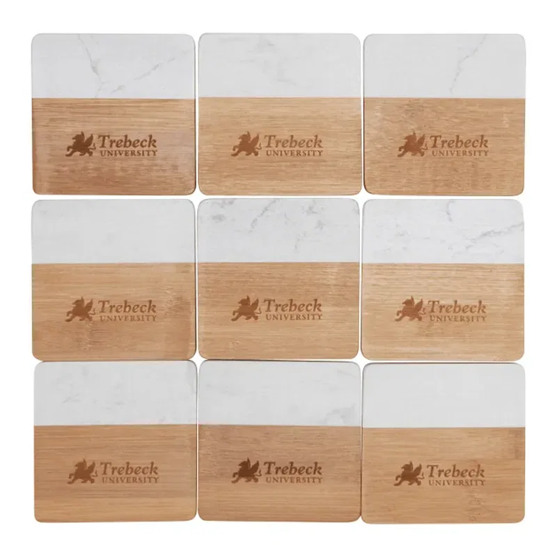 Customized Marble and Bamboo Coaster Set (4 Pieces) — view 5