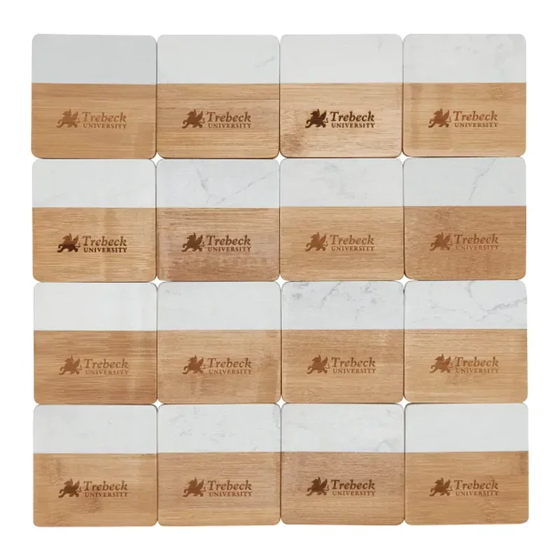 Customized Marble and Bamboo Coaster Set (4 Pieces) — view 6