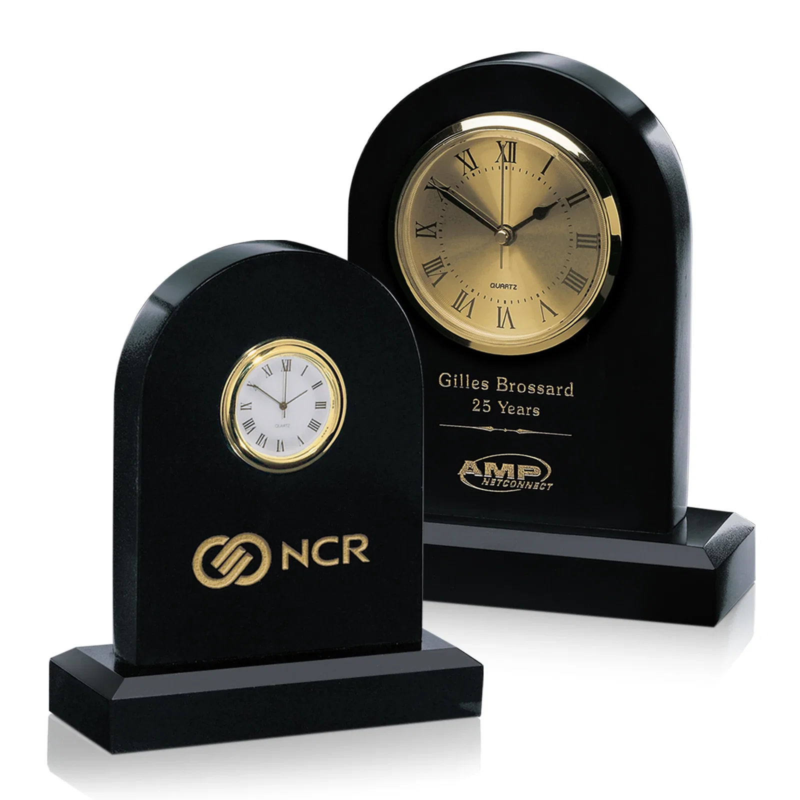Custom Genuine Marble Arch Desk Clock for employee recognition