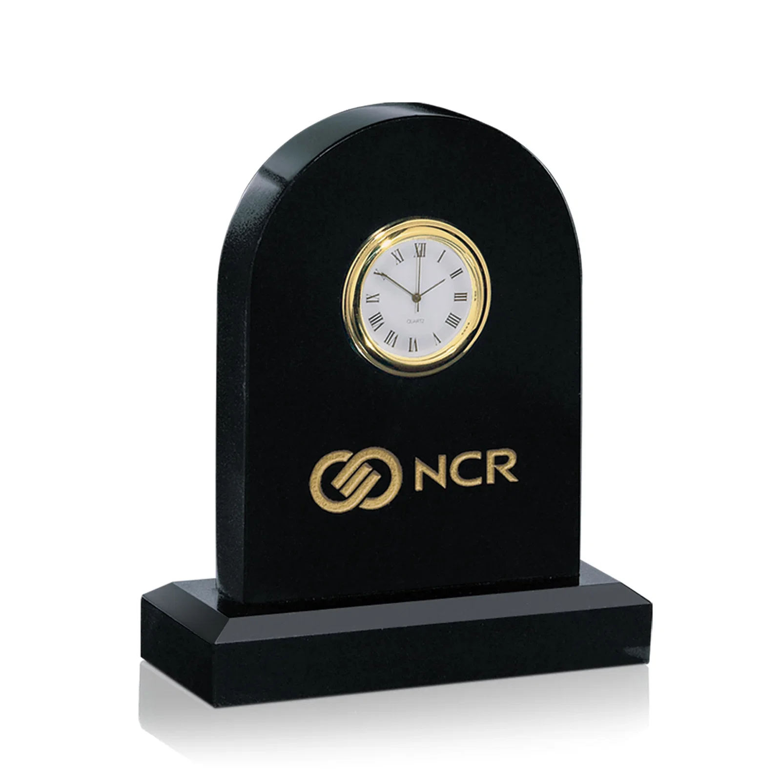 Custom Genuine Marble Arch Desk Clock for corporate award ceremonies
