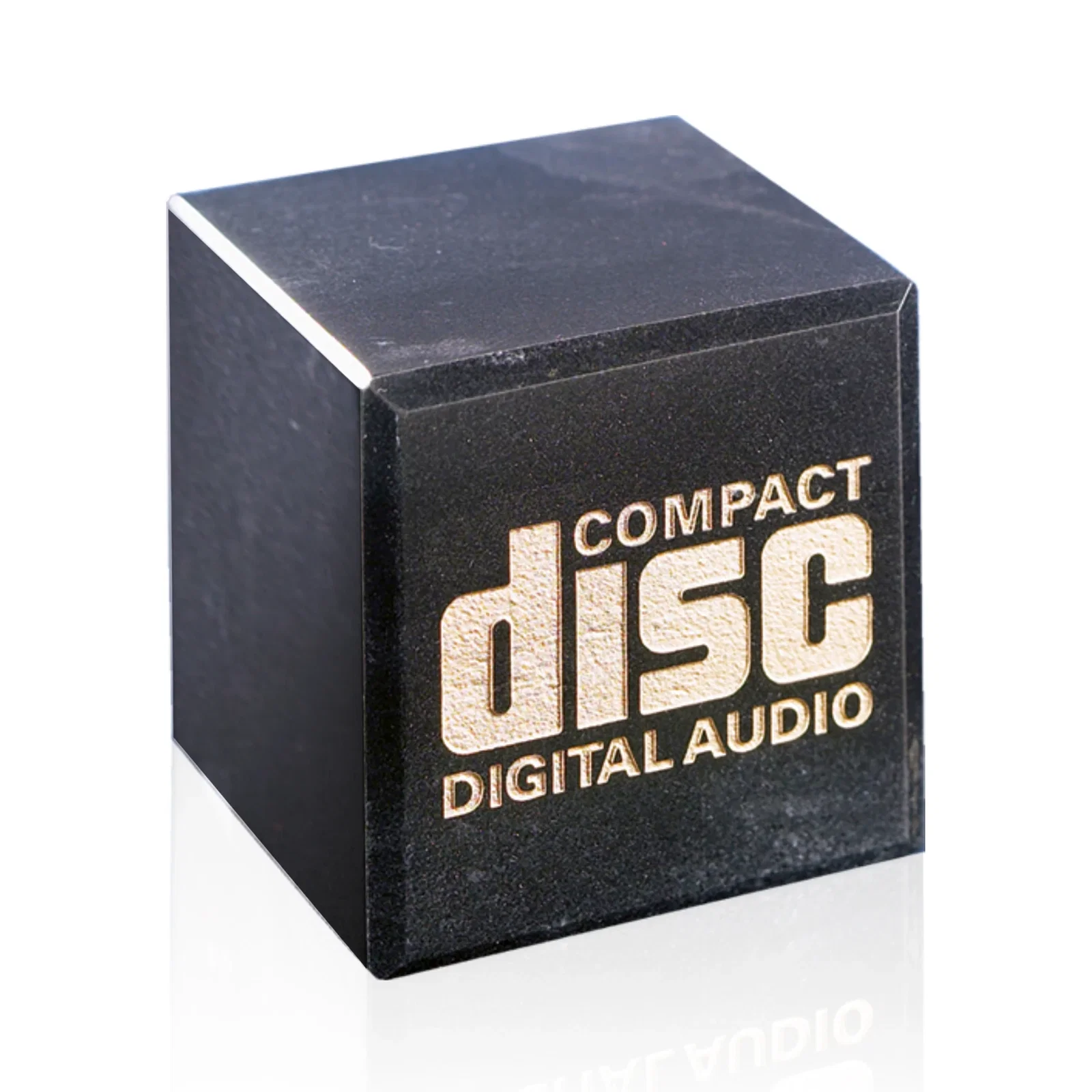 Custom Black Marble Cube Award With Beveled Edges for corporate award ceremonies