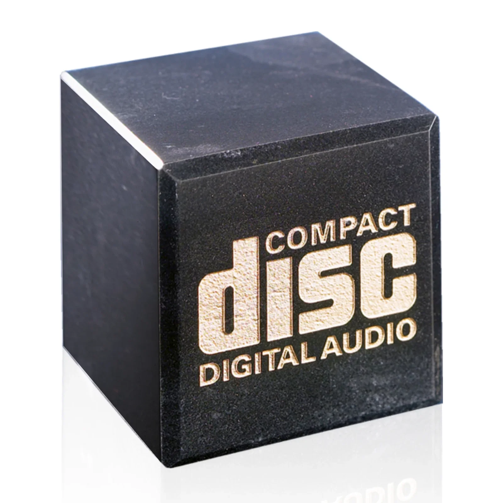 Custom Black Marble Cube Award With Beveled Edges for service anniversary gifts