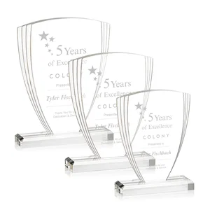 Acrylic Shield Award With Triple-Stepped Wings
