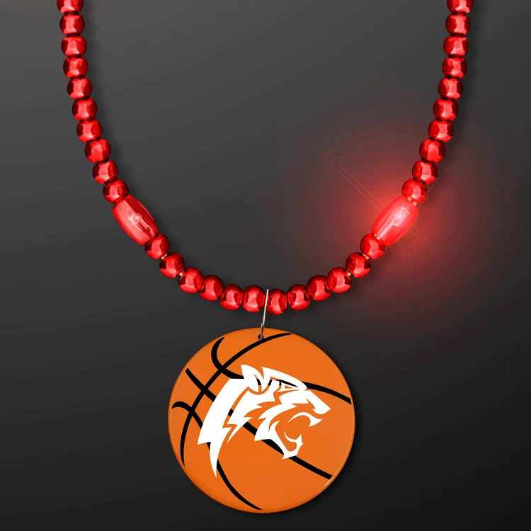 Mardi Gras Beads with Basketball Medallion — view 2