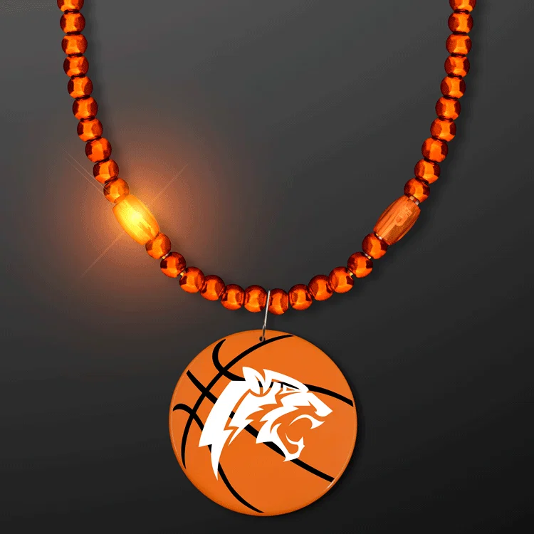 Mardi Gras Beads with Basketball Medallion — view 3