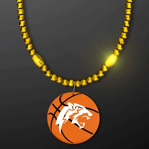 Mardi Gras Beads with Basketball Medallion