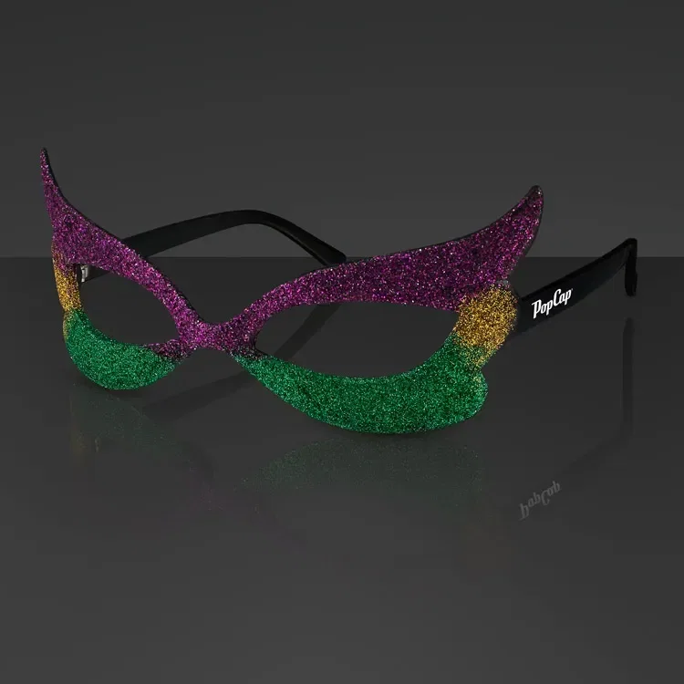 Mardi Gras Eyeglasses, Glitter Frames (NON-Light Up)