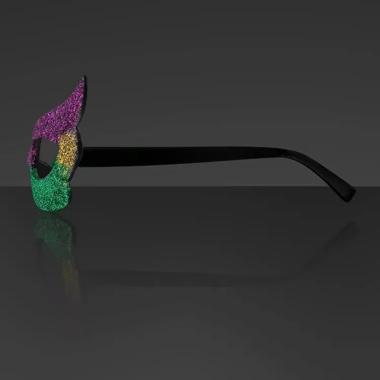 Mardi Gras Eyeglasses, Glitter Frames (NON-Light Up) — view 2
