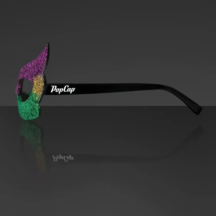 Mardi Gras Eyeglasses, Glitter Frames (NON-Light Up) — view 3