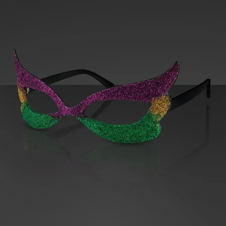 Mardi Gras Eyeglasses, Glitter Frames (NON-Light Up) — view 4