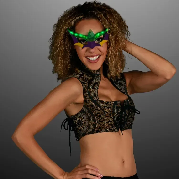 Mardi Gras LED Flashing Mask Shades being worn