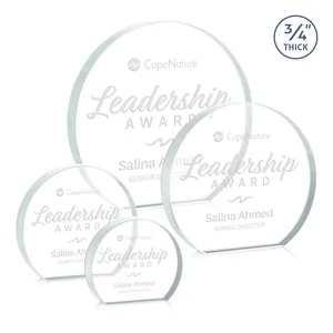 Starfire Crystal Hemisphere Award with a Polished Edge