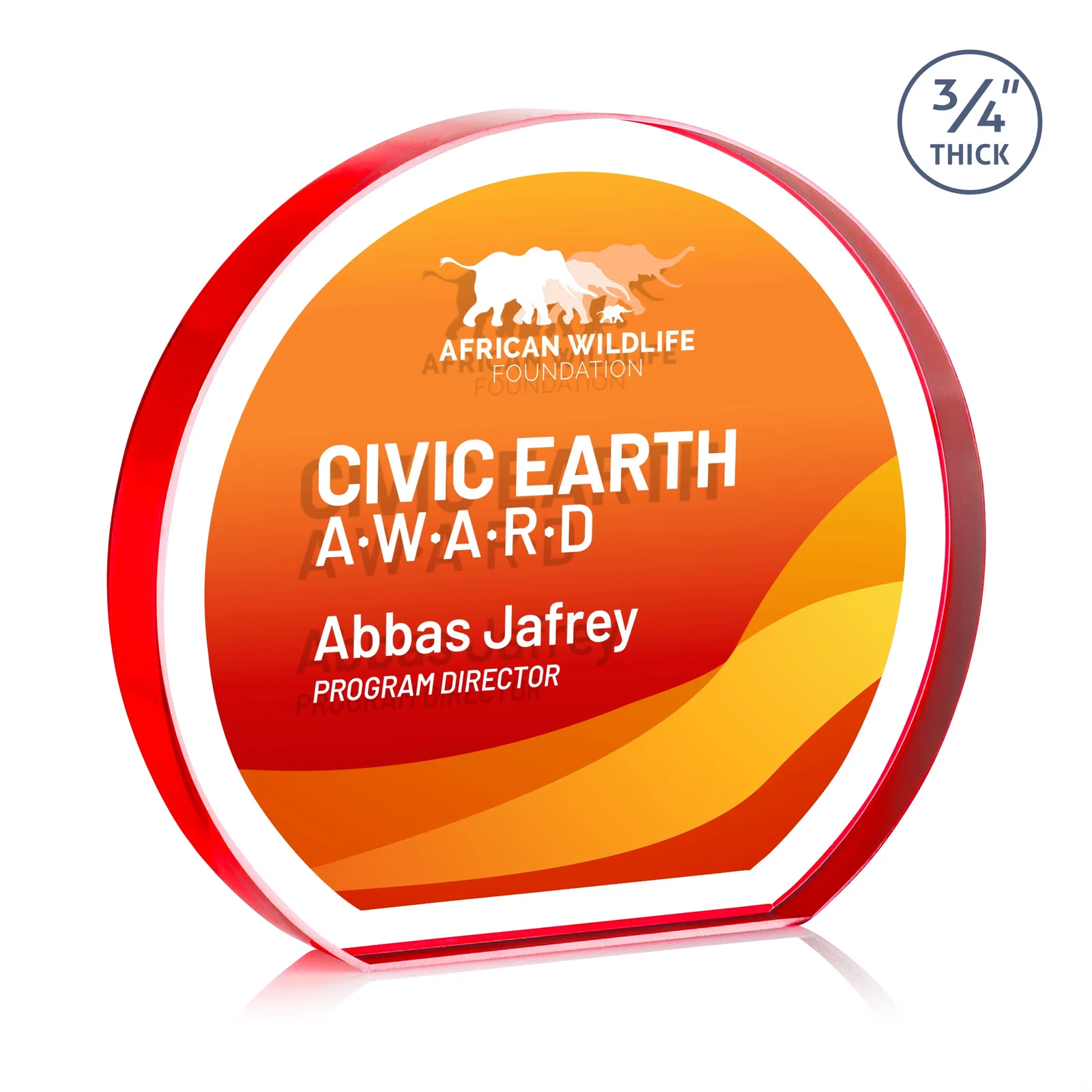 Custom Starfire Crystal Hemisphere Award with a Polished Edge, with your logo for safety achievement programs