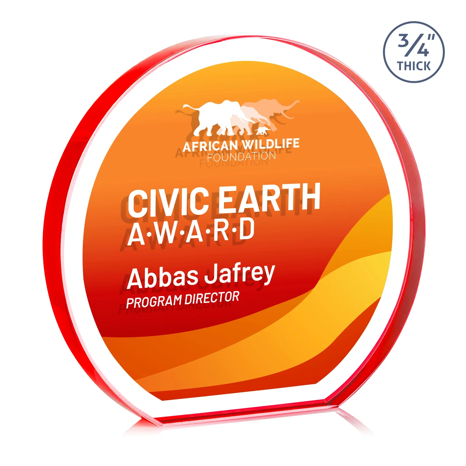 Custom Starfire Crystal Hemisphere Award with a Polished Edge, with your logo for volunteer appreciation