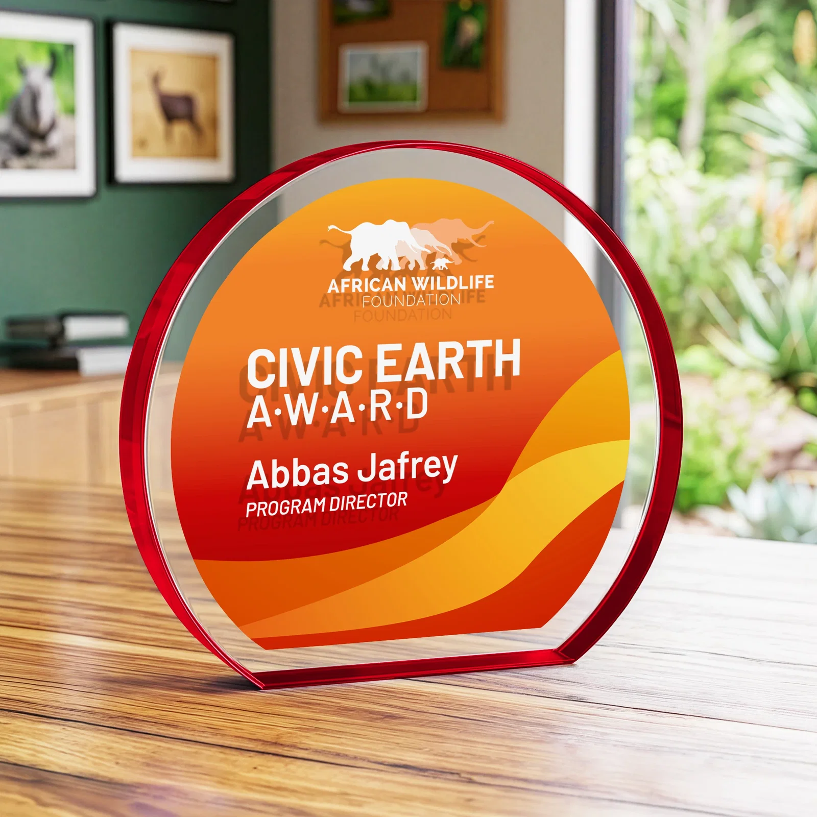 Custom Starfire Crystal Hemisphere Award with a Polished Edge, with your logo for dealer and partner awards