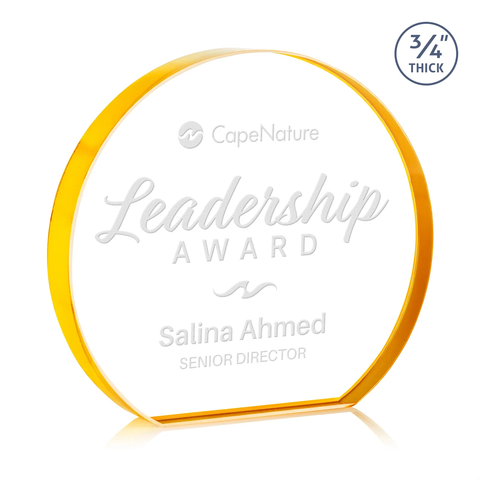 Custom Starfire Crystal Hemisphere Award with a Polished Edge for dealer and partner awards