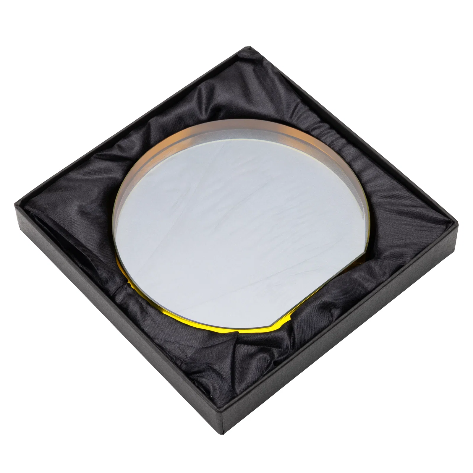 Personalized Starfire Crystal Hemisphere Award with a Polished Edge for employee recognition