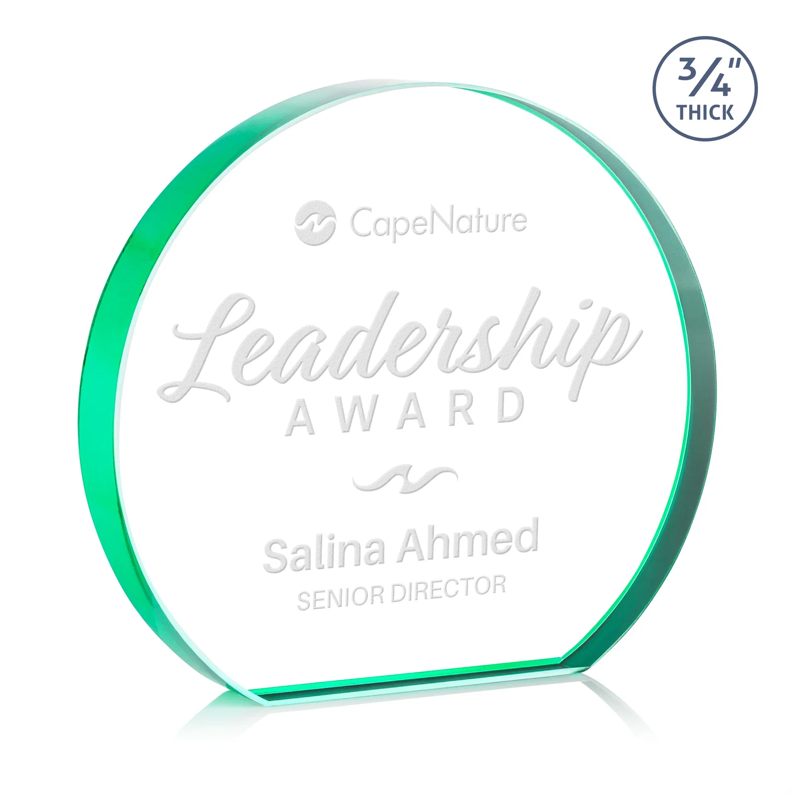 Personalized Starfire Crystal Hemisphere Award with a Polished Edge for team milestone celebrations