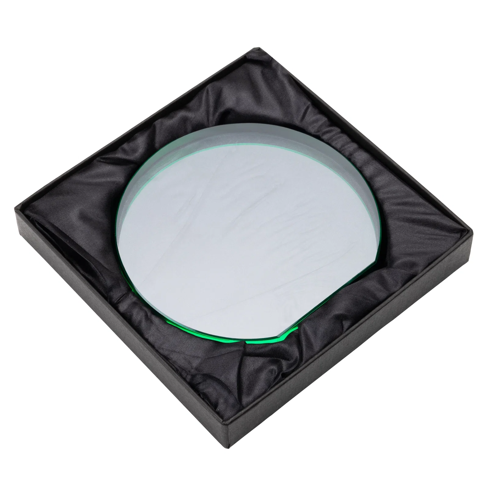 Personalized Starfire Crystal Hemisphere Award with a Polished Edge for graduation ceremonies