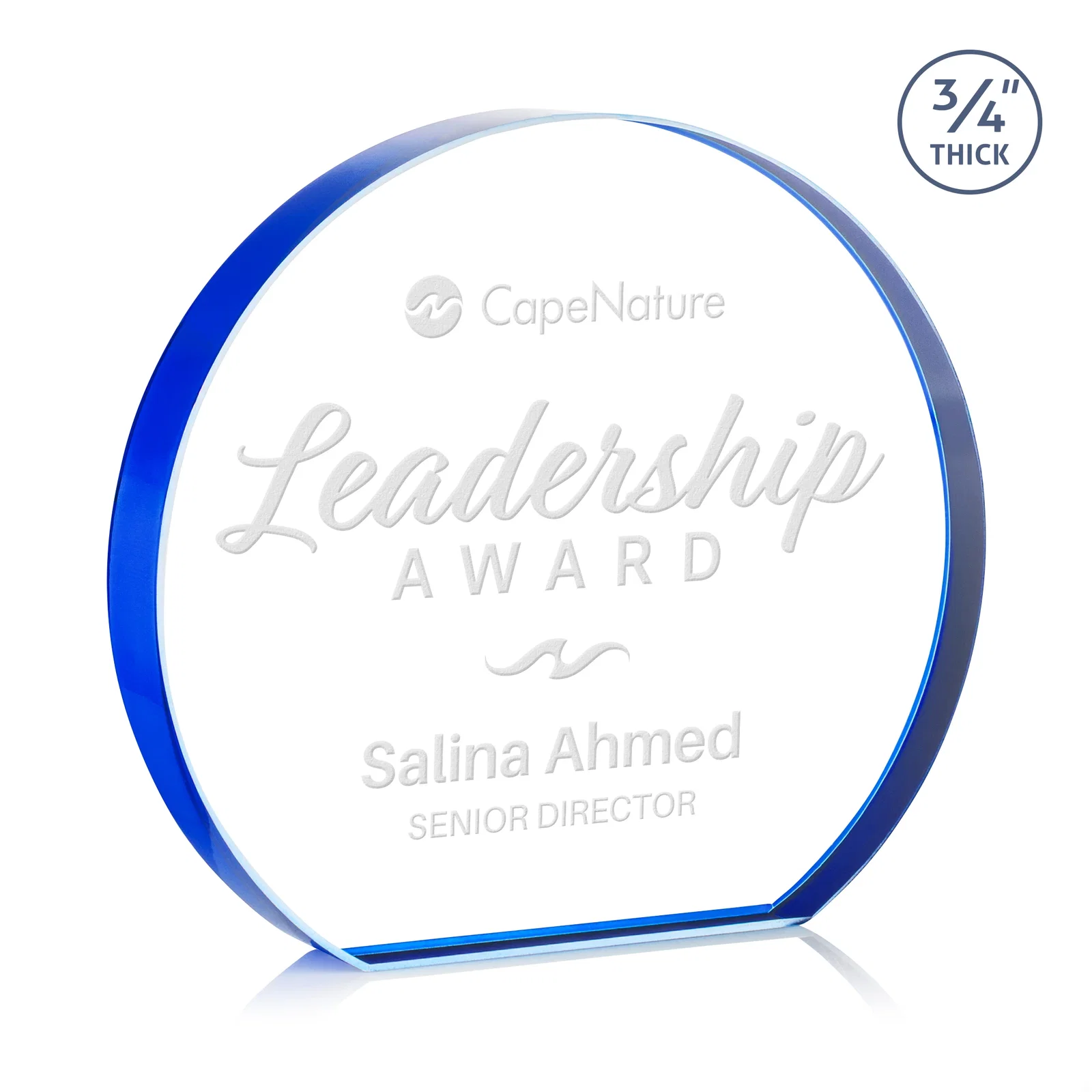 Promotional Starfire Crystal Hemisphere Award with a Polished Edge for employee recognition