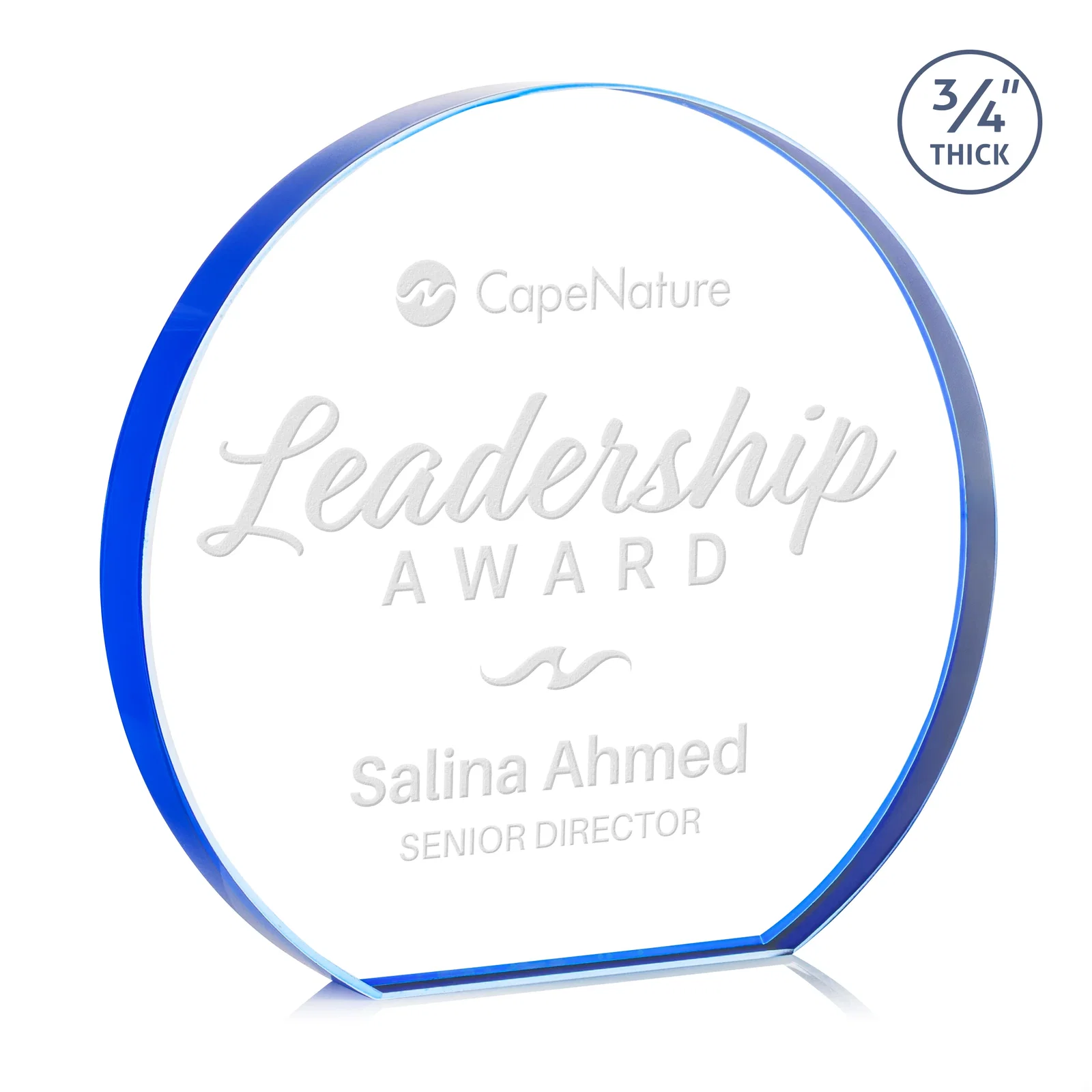 Promotional Starfire Crystal Hemisphere Award with a Polished Edge for corporate award ceremonies