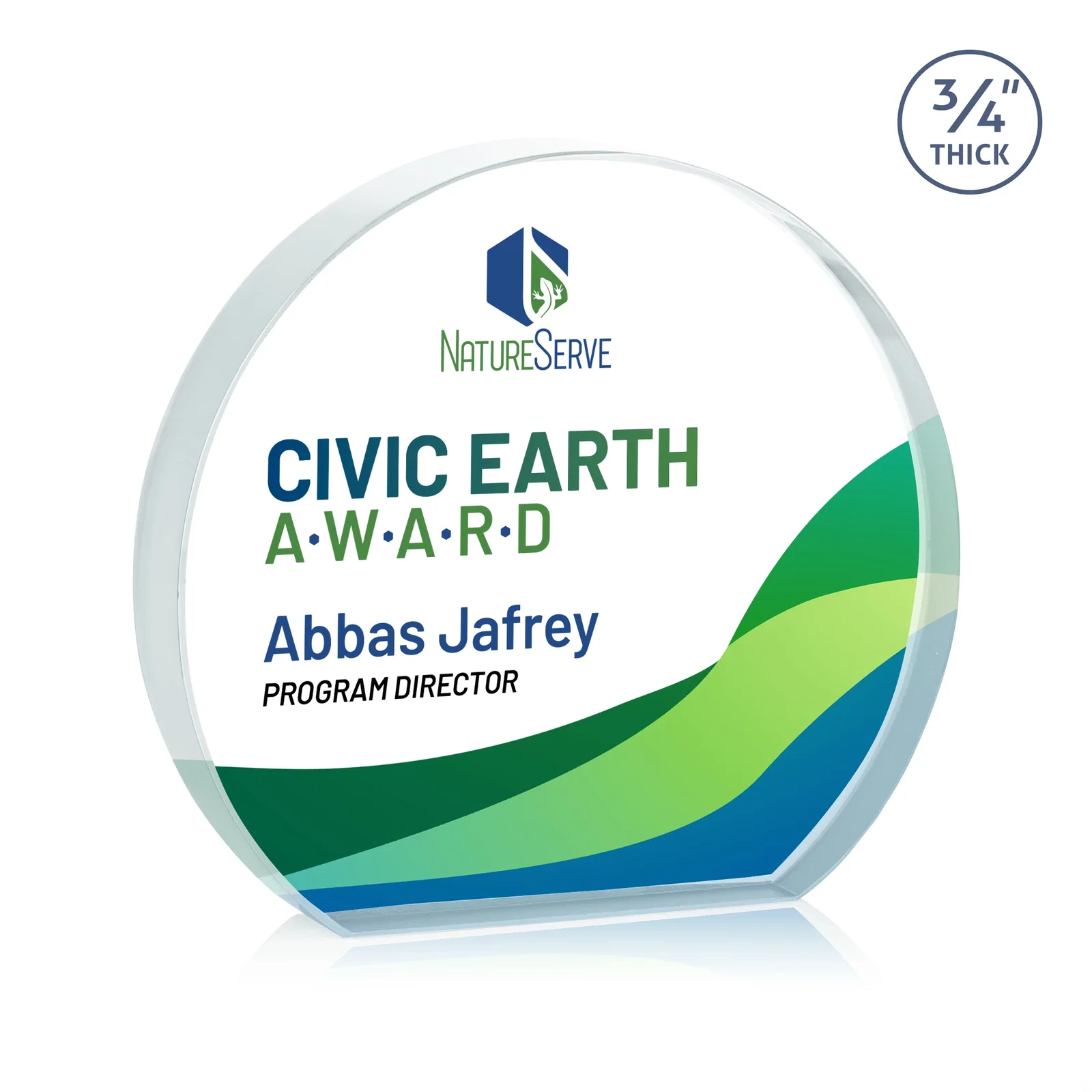 Branded Starfire Crystal Hemisphere Award with a Polished Edge for corporate award ceremonies