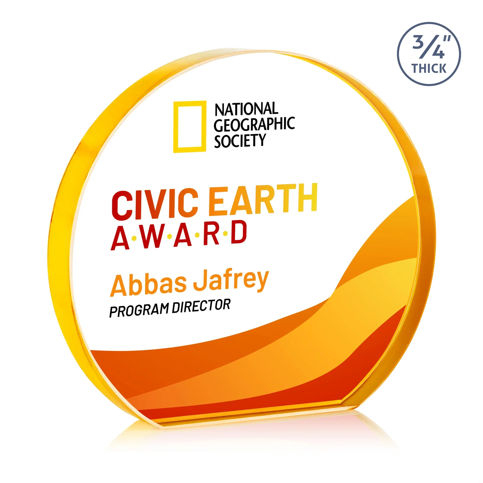 Branded Starfire Crystal Hemisphere Award with a Polished Edge for safety achievement programs