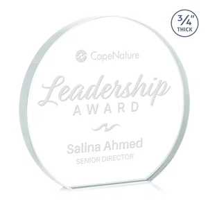 Starfire Crystal Hemisphere Award with a Polished Edge