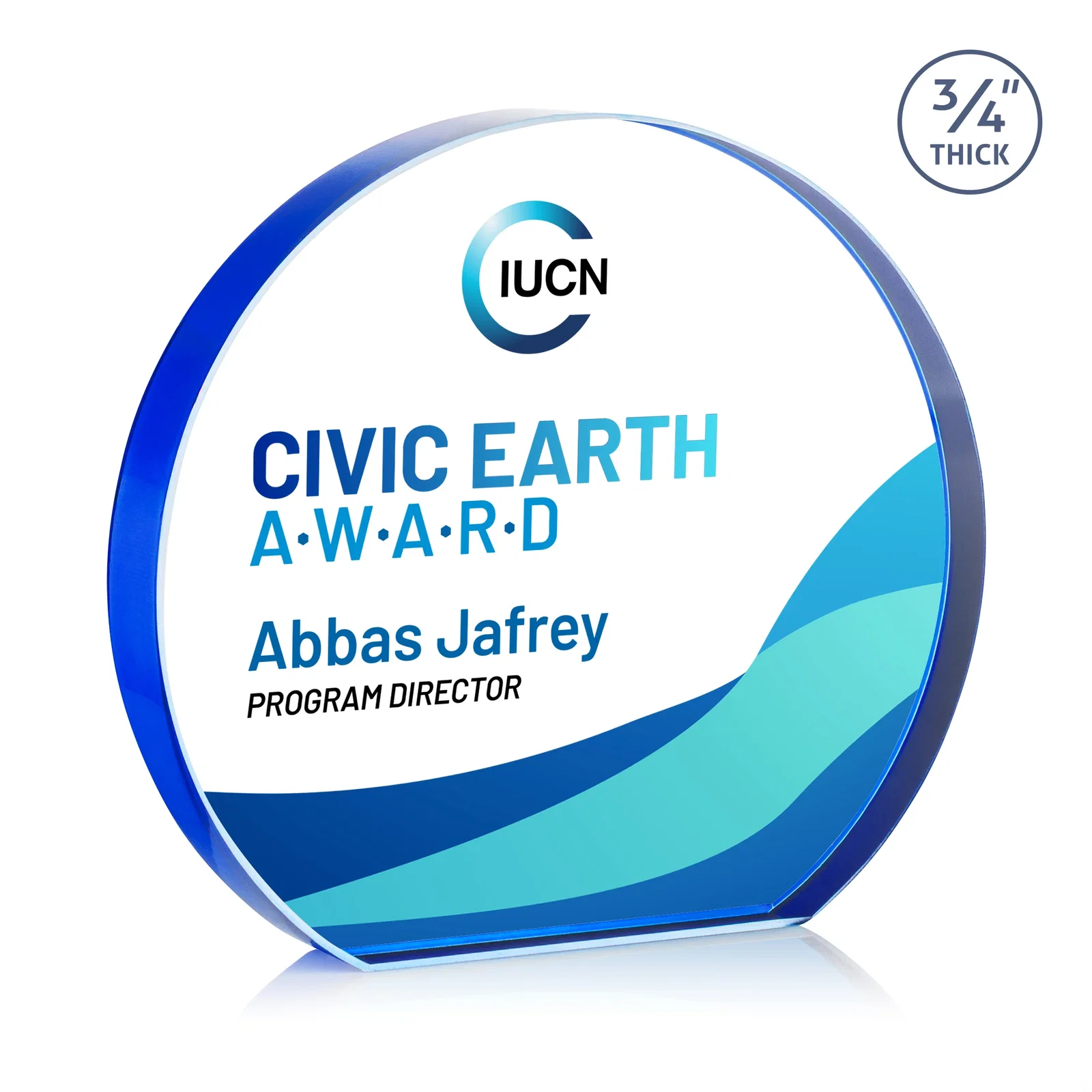 Custom printed Starfire Crystal Hemisphere Award with a Polished Edge for safety achievement programs
