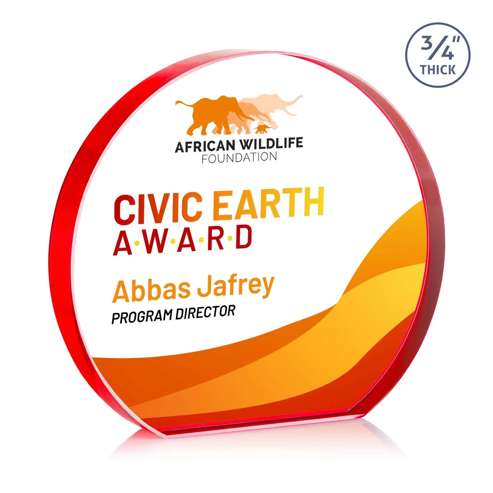 Customized Starfire Crystal Hemisphere Award with a Polished Edge for service anniversary gifts